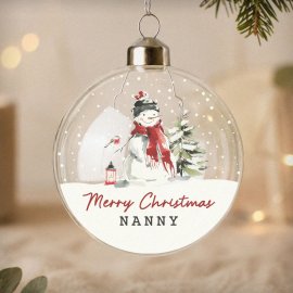 (image for) Personalised Traditional Snowman Glass Bauble