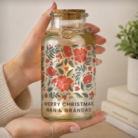 (image for) Personalised Poinsettia LED Glass Jar
