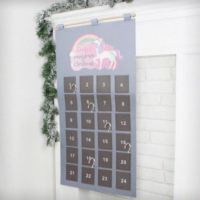 (image for) Personalised Christmas Unicorn Advent Calendar In Silver Grey