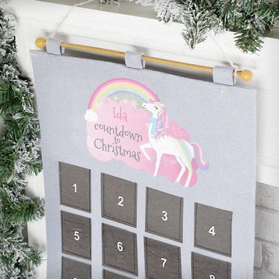 (image for) Personalised Christmas Unicorn Advent Calendar In Silver Grey
