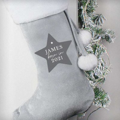 (image for) Personalised Born In Luxury Silver Grey Stocking