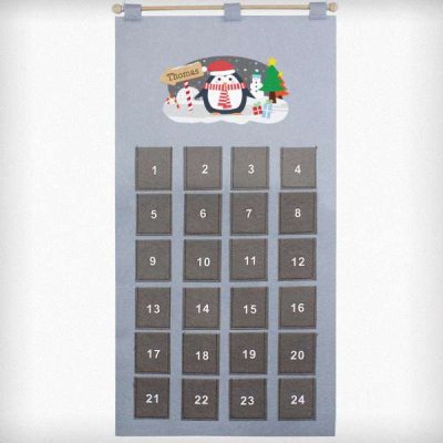 (image for) Personalised Christmas Penguin Advent Calendar In Silver Grey