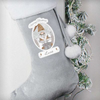 (image for) Personalised Christmas Gonk Silver Grey Stocking