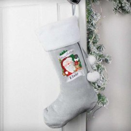 (image for) Personalised Christmas Santa Grey Stocking