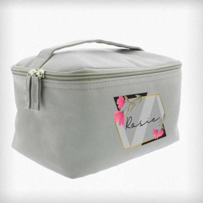 (image for) Personalised Floral Grey Toiletry Bag
