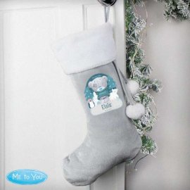 (image for) Personalised First Christmas Tiny Tatty Teddy Silver Grey Stocking