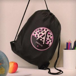 (image for) Personalised Leopard Print Black Kit Bag