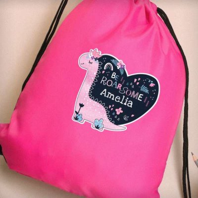 (image for) Personalised Dinosaur Pink Kit Bag