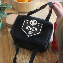 (image for) Personalised Football Black Lunch Bag