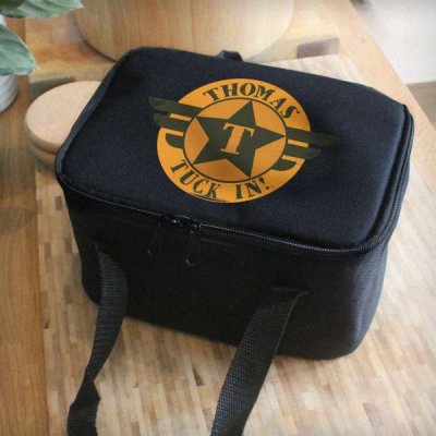 (image for) Personalised Badge Black Lunch Bag