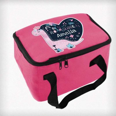 (image for) Personalised Dinosaur Pink Lunch Bag