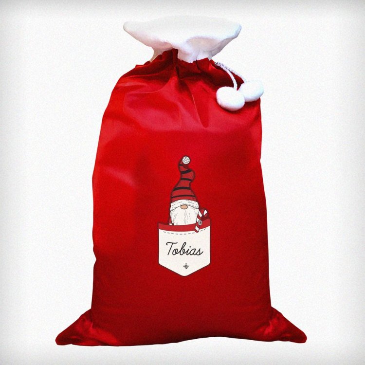 Modal Additional Images for Personalised Gonk Family Red Christmas Sack - Boy