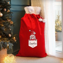 (image for) Personalised Gonk Family Red Christmas Sack - Girl