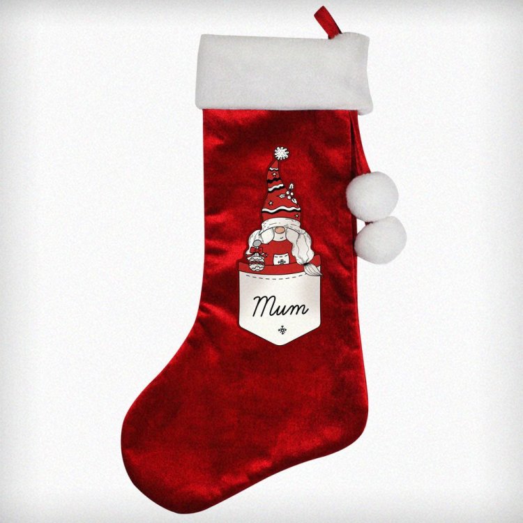 Modal Additional Images for Personalised Gonk Family Red Christmas Stocking- Female