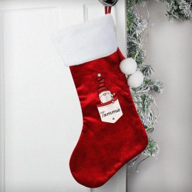 (image for) Personalised Gonk Family Red Christmas Stocking- Boy
