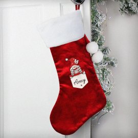(image for) Personalised Gonk Family Red Christmas Stocking- Girl