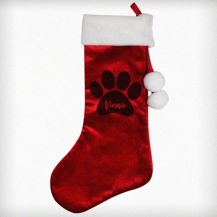 Modal Additional Images for Personalised Paw Print Red Stocking