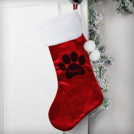 (image for) Personalised Paw Print Red Stocking