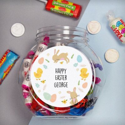 (image for) Personalised Easter Bunny & Chick Sweets Jar