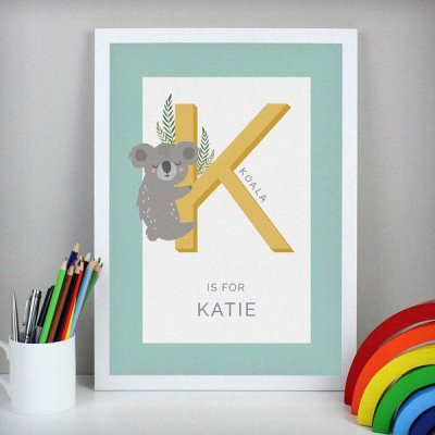 (image for) Personalised Animal Alphabet A3 White Framed Print