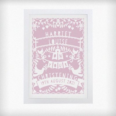 (image for) Personalised Pink Papercut Style A4 White Framed Print