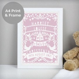 (image for) Personalised Pink Papercut Style A4 White Framed Print