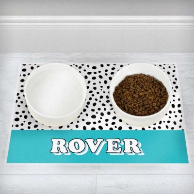 (image for) Personalised Blue Spots Dog Pet Bowl Mat