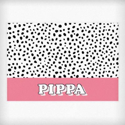 (image for) Personalised Pink Spots Dog Pet Bowl Mat