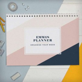 (image for) Personalised Free Text Navy & Blush A4 Desk Planner