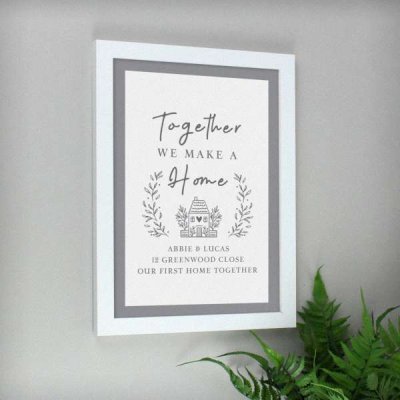 (image for) Personalised HOME White A4 Framed Print