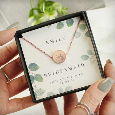 (image for) Personalised Botanical Sentiment Gold Tone Necklace and Box