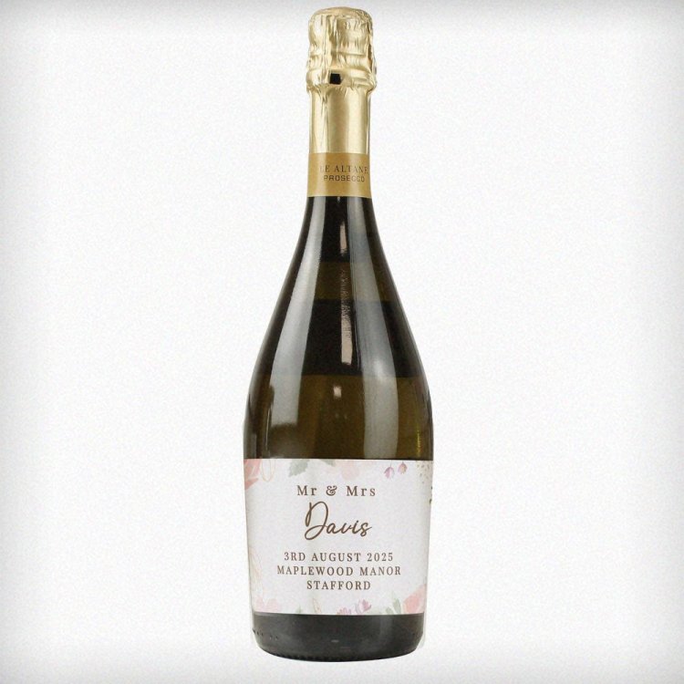Modal Additional Images for Personalised Floral Watercolour Bottle of Prosecco