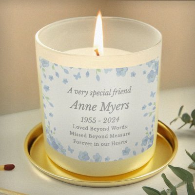 Personalised Memorial Forget Me Not Candle Jar (image for) Personalised Memorial Forget Me Not Candle Jar