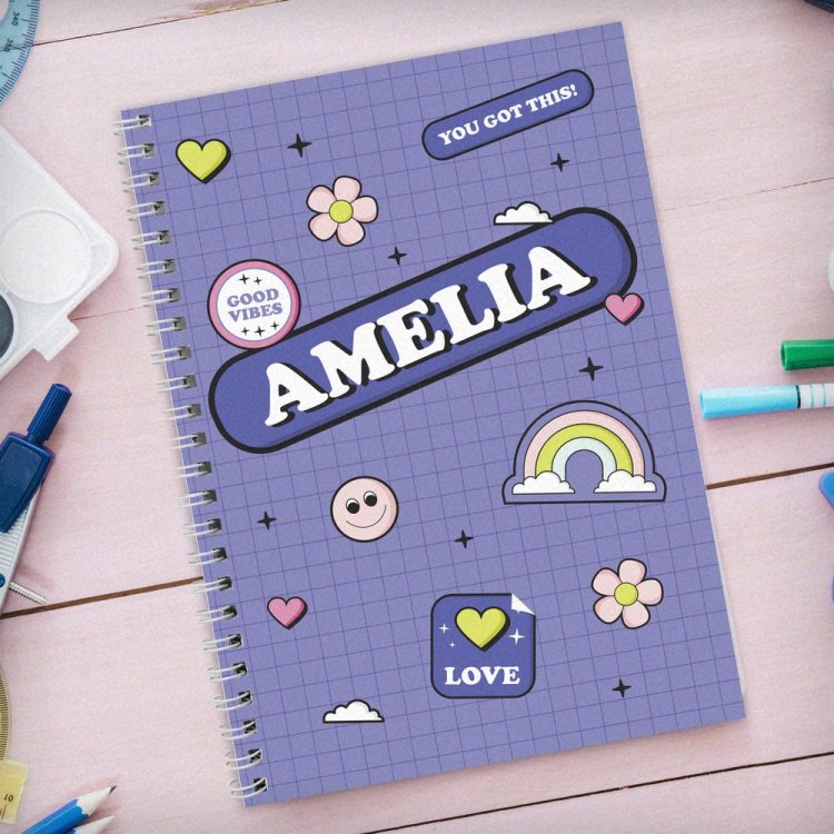 Modal Additional Images for Personalised Good Vibes A5 Notebook