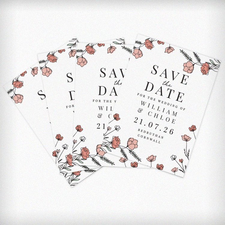 Modal Additional Images for Personalised Pink Floral Set of 36 Wedding Save the Dates