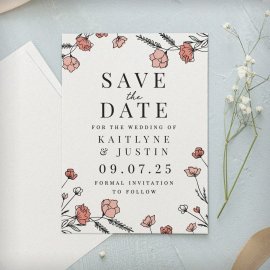 (image for) Personalised Pink Floral Set of 36 Wedding Save the Dates