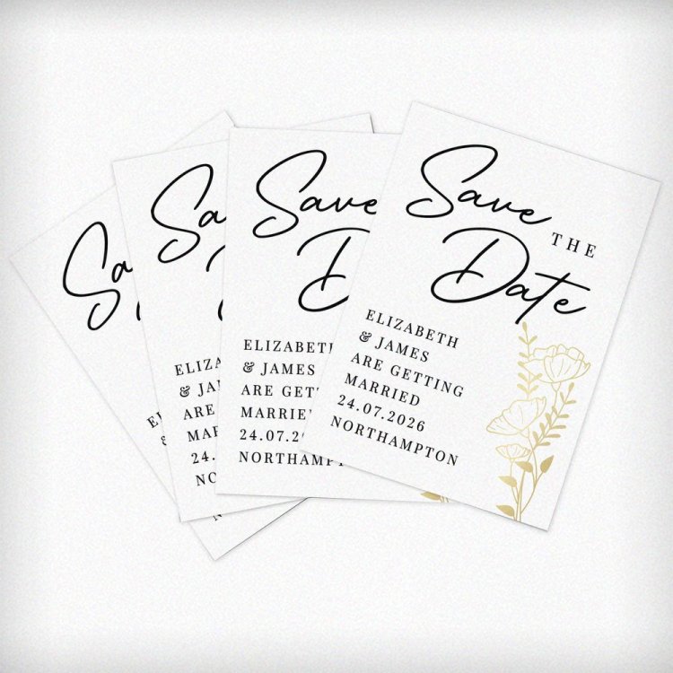 Modal Additional Images for Personalised Gold Floral Set of 36 Wedding Save the Dates