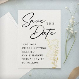 (image for) Personalised Gold Floral Set of 36 Wedding Save the Dates