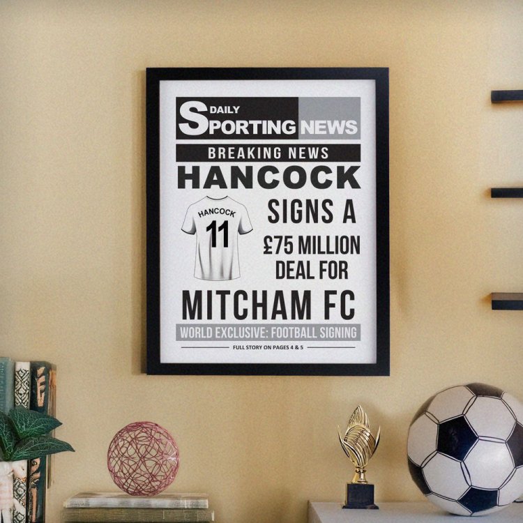 Modal Additional Images for Personalised Football News Black Poster Frame