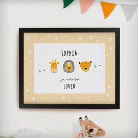 (image for) Personalised Scandi Animals Black Poster Frame