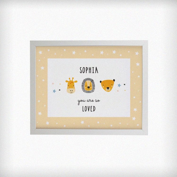 Modal Additional Images for Personalised Scandi Animals White Poster Frame