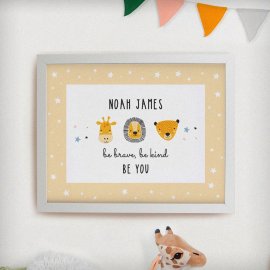 (image for) Personalised Scandi Animals White Poster Frame