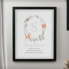 (image for) Personalised Woodland Initial Black Poster Frame