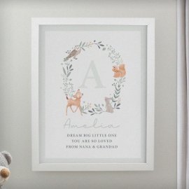 (image for) Personalised Woodland Initial White Poster Frame