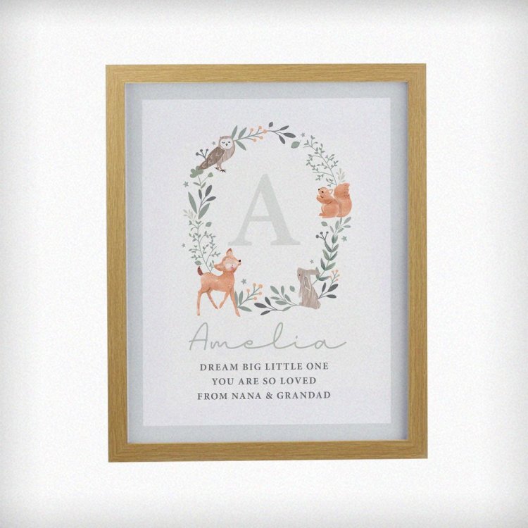 Modal Additional Images for Personalised Woodland Initial Oak Poster Frame
