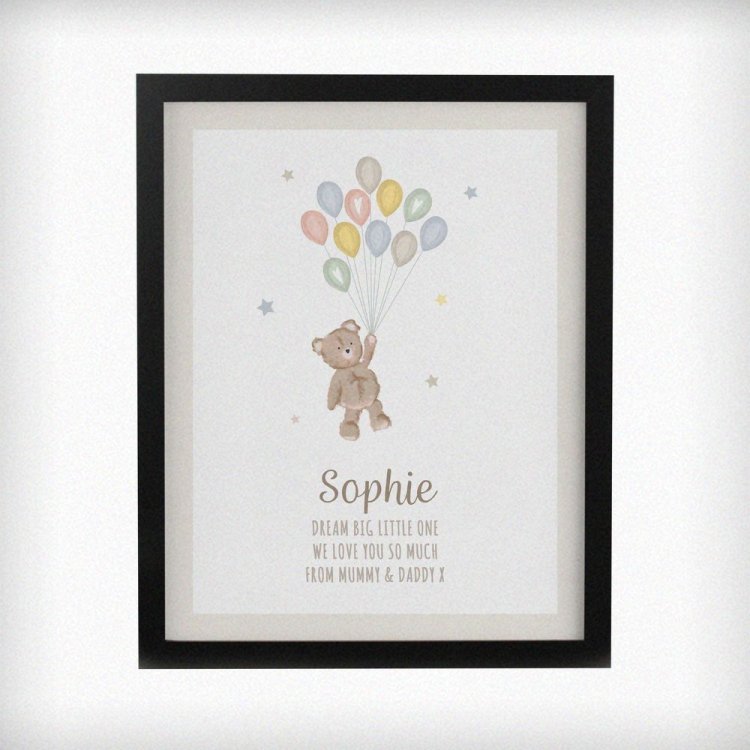 Modal Additional Images for Personalised Teddy Balloon Black Poster Frame