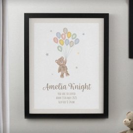 (image for) Personalised Teddy Balloon Black Poster Frame