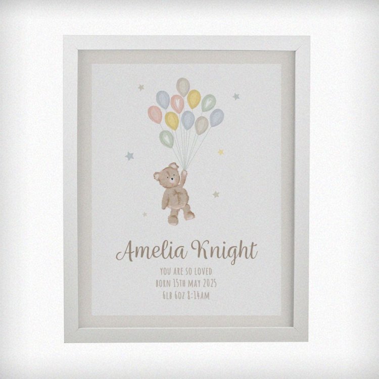 Modal Additional Images for Personalised Teddy Balloon White Poster Frame