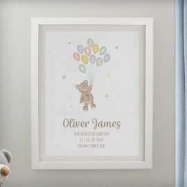 (image for) Personalised Teddy Balloon White Poster Frame