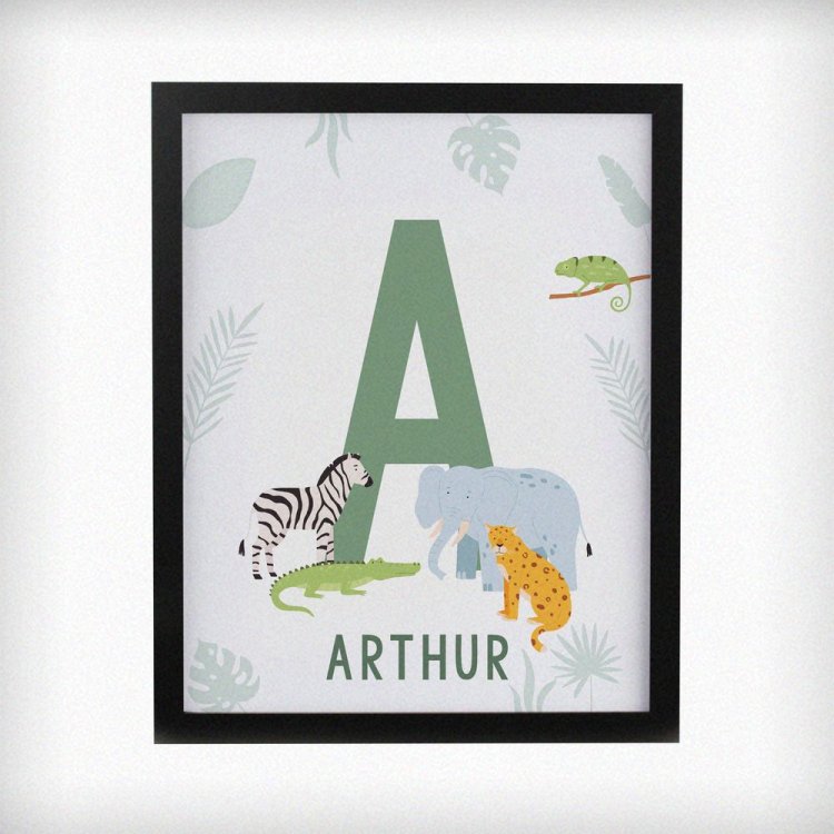 Modal Additional Images for Personalised Animal Initial Black Poster Frame